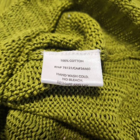 Eileen Fisher Sheen Olive Green 100% Cotton Longsleeve Heavyweight Knit Top L - Picture 10 of 11